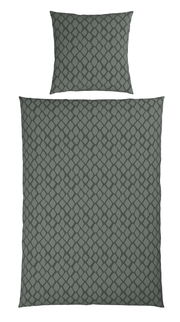 Wendebettwäsche-Set in Grau mit geometrischem Muster, Ansicht von oben