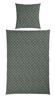 Wendebettwäsche-Set in Grau mit geometrischem Muster, Ansicht von oben
