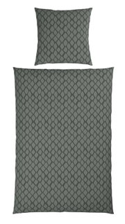 Wendebettwäsche-Set in Grau mit geometrischem Muster, Ansicht von oben
