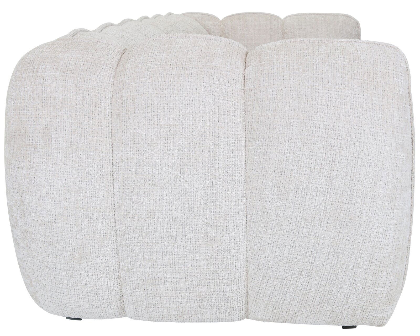 Rückansicht eines großen, beigen Sofas mit strukturierter Oberfläche.