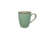 Grüne Tasse mit Henkel, seitliche Perspektive