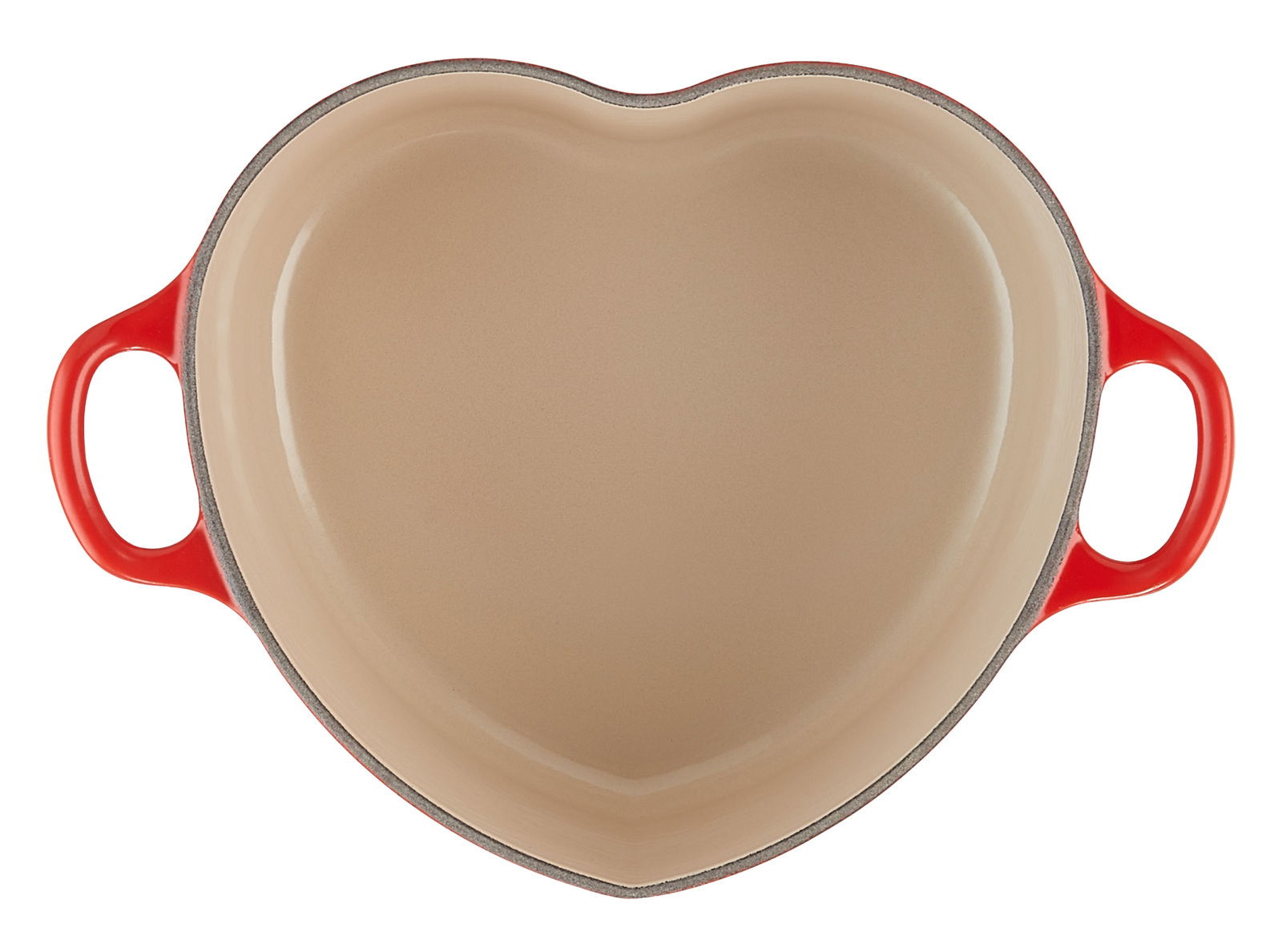 Herzförmiger Bräter in Kirschrot, Draufsicht