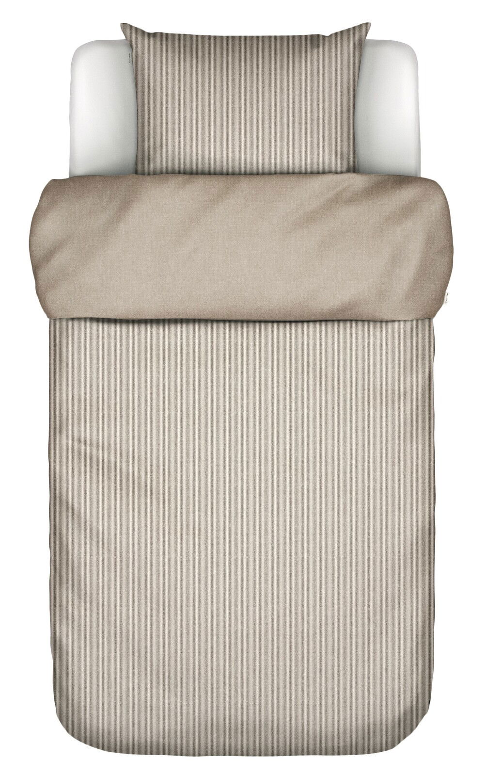 Bettwäsche-Set in Beige mit feinem Streifenmuster, Draufsicht