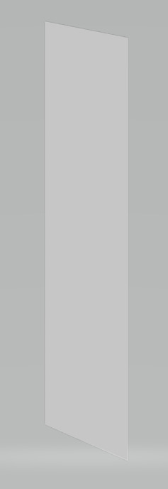 Graue Tür für Eck-Regal, seitliche Perspektive