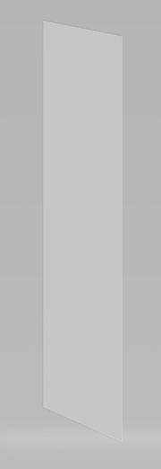 Graue Tür für Eck-Regal, seitliche Perspektive