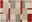 Teppich mit geometrischem Muster in Beige, Grau und Rot, Draufsicht