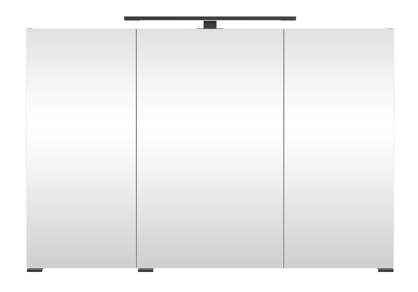 Moderner Spiegelschrank mit drei Türen und integrierter Beleuchtung, Frontalansicht