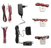 LED-Glasbodenbeleuchtung Set mit Netzteil, Kabeln und LED-Modulen, Ansicht von oben