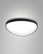 Moderne LED-Deckenleuchte mit schwarzem Rand, von unten betrachtet.