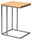 Moderner Beistelltisch mit Holzplatte und Metallgestell, seitliche Perspektive