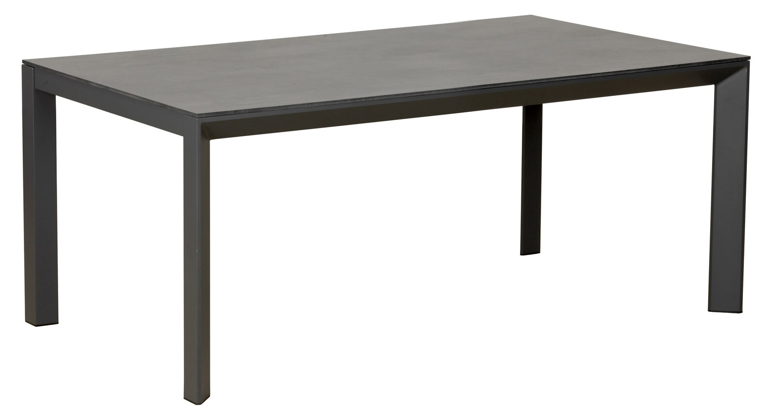 Amatio Gartentisch ARILD Moderner rechteckiger Gartentisch aus Metall in seitlicher Perspektive