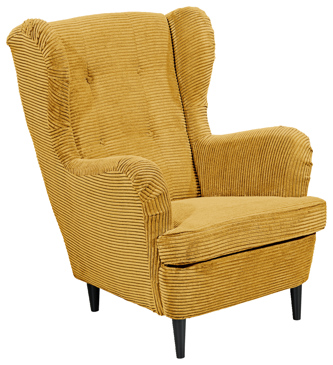 Z2 Sessel OSKAR Gemütlicher gelber Sessel mit geripptem Stoffbezug, Vorderansicht