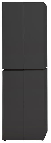 Schwarzer Garderobenschrank mit vier Türen, frontale Ansicht