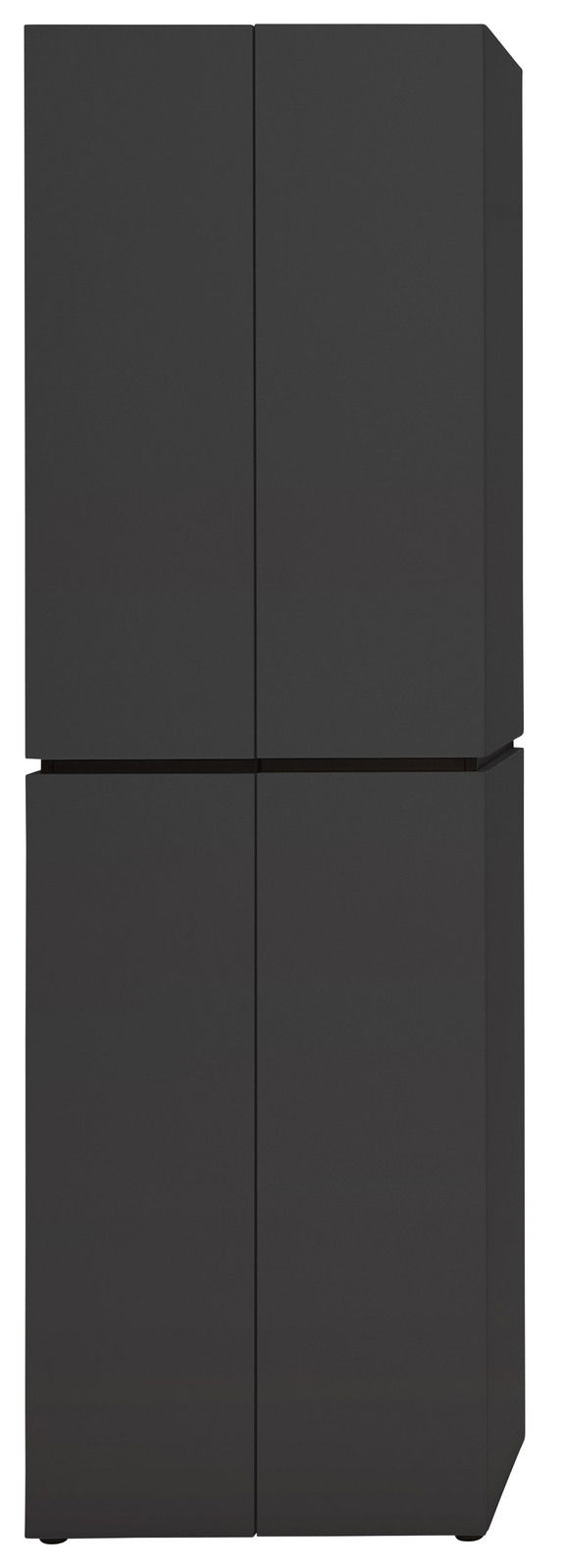 Schwarzer Garderobenschrank mit vier Türen, frontale Ansicht