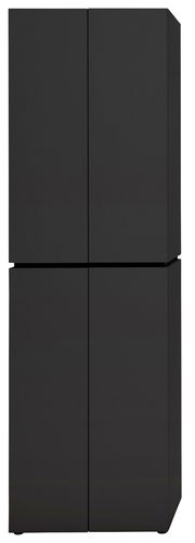 Schwarzer Garderobenschrank mit vier Türen, frontale Ansicht