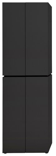 Schwarzer Garderobenschrank mit vier Türen, frontale Ansicht