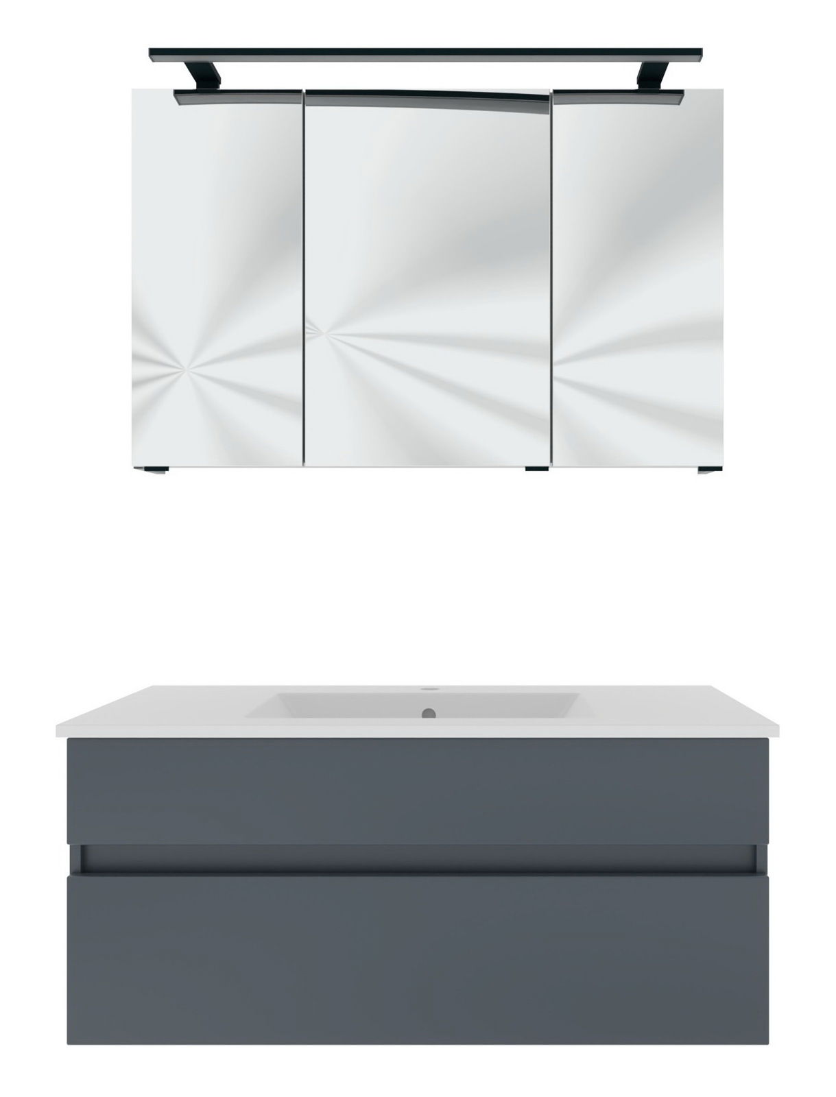 Novel Badblock NV.210 Moderner Badblock mit Spiegel und Waschbecken, Frontalansicht