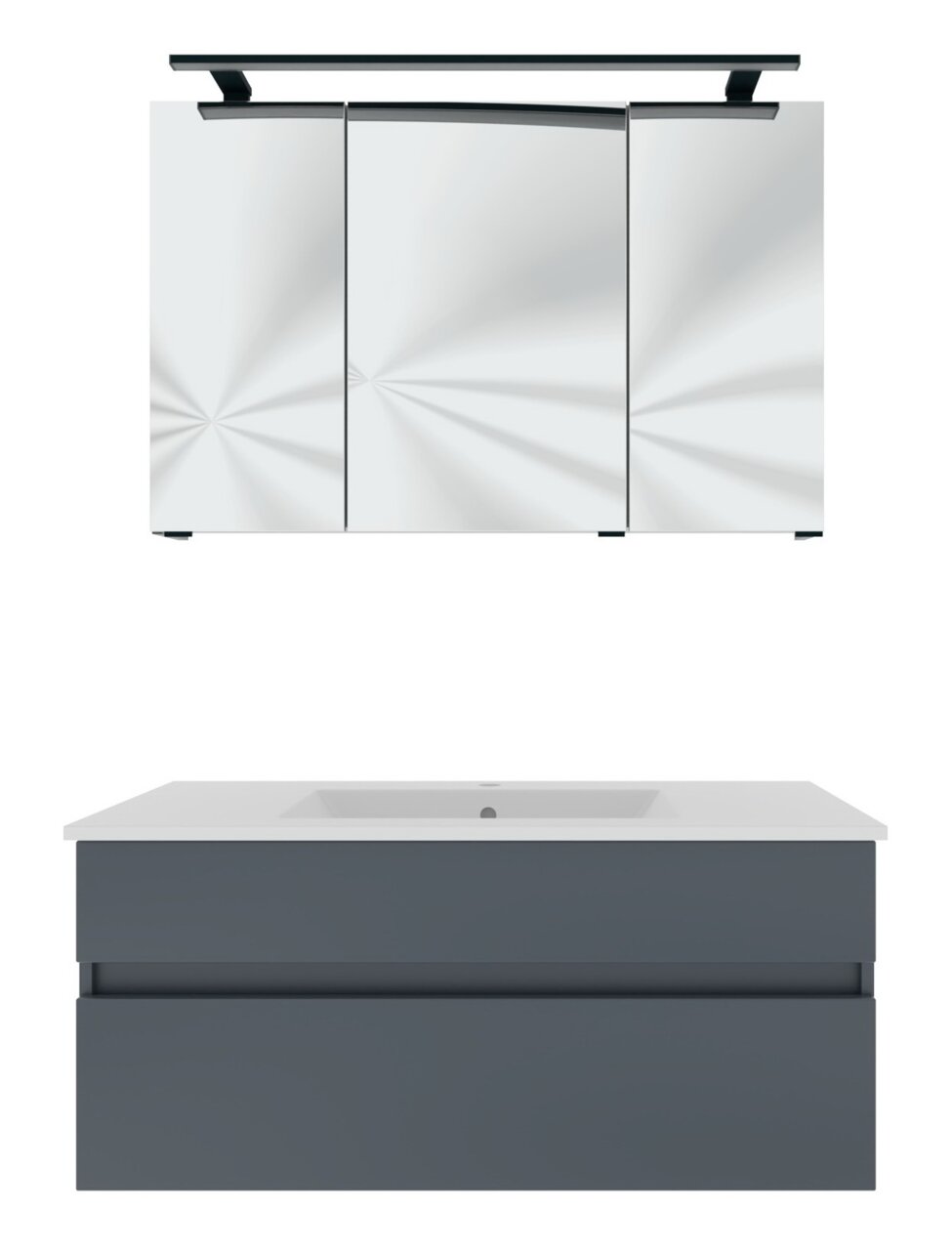 Novel Badblock NV.210 Moderner Badblock mit Spiegel und Waschbecken, Frontalansicht