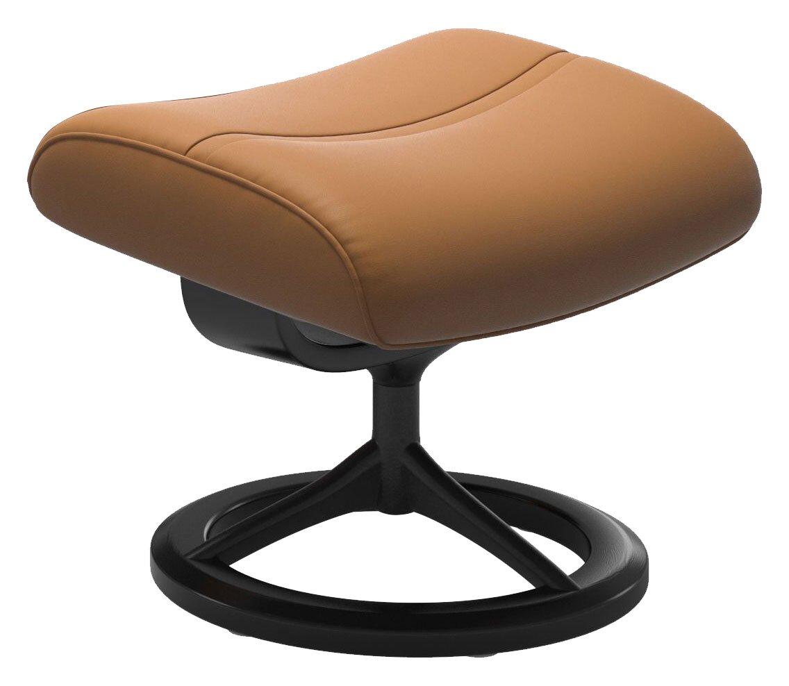 Stressless Hocker PHILIP Moderner Hocker mit braunem Lederbezug und schwarzem Metallgestell, seitliche Perspektive