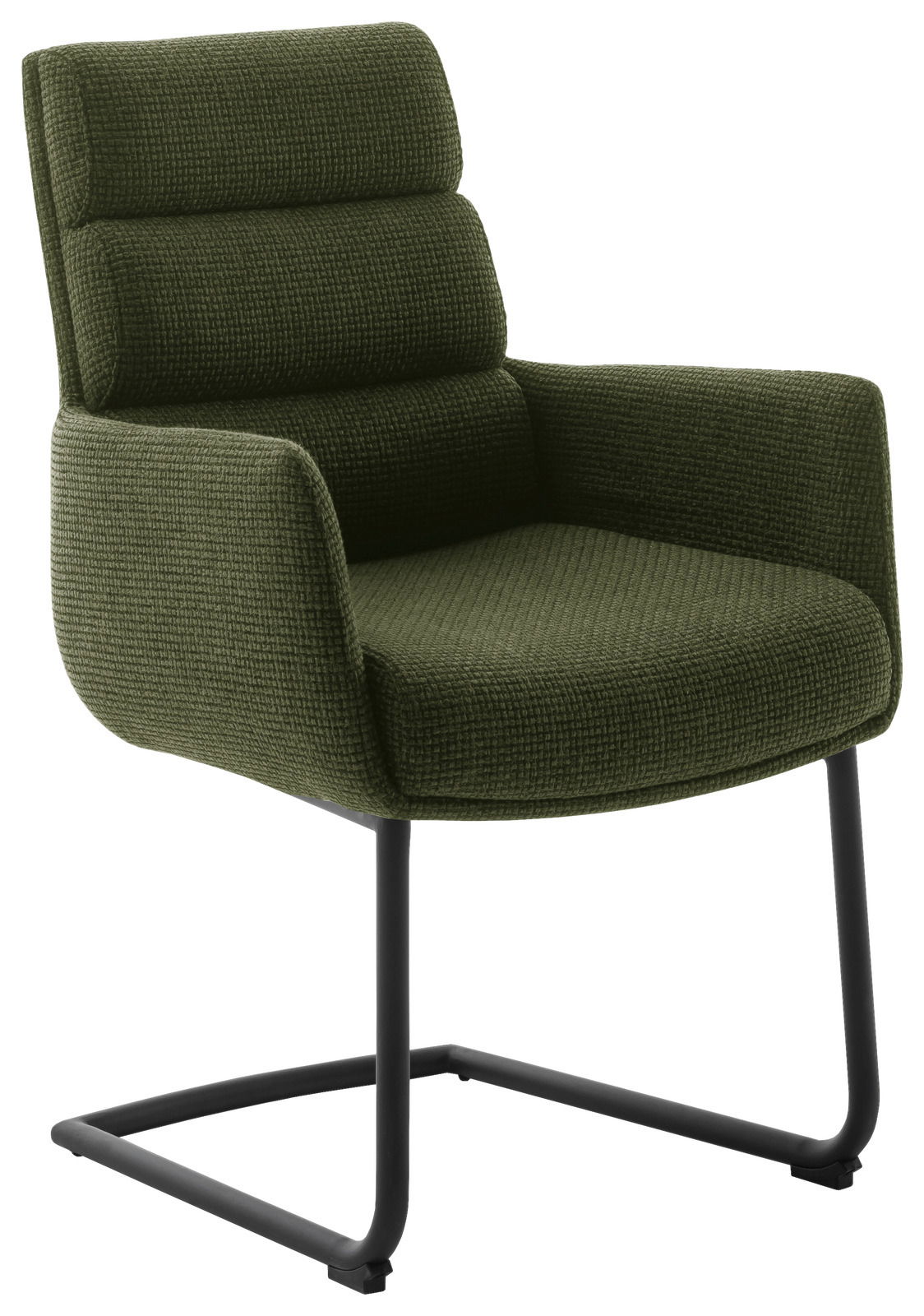 Dieter Knoll Freischwinger-Sessel LEXINGTON Grüner Freischwinger-Sessel mit gepolstertem Sitz und Rückenlehne, seitliche Perspektive