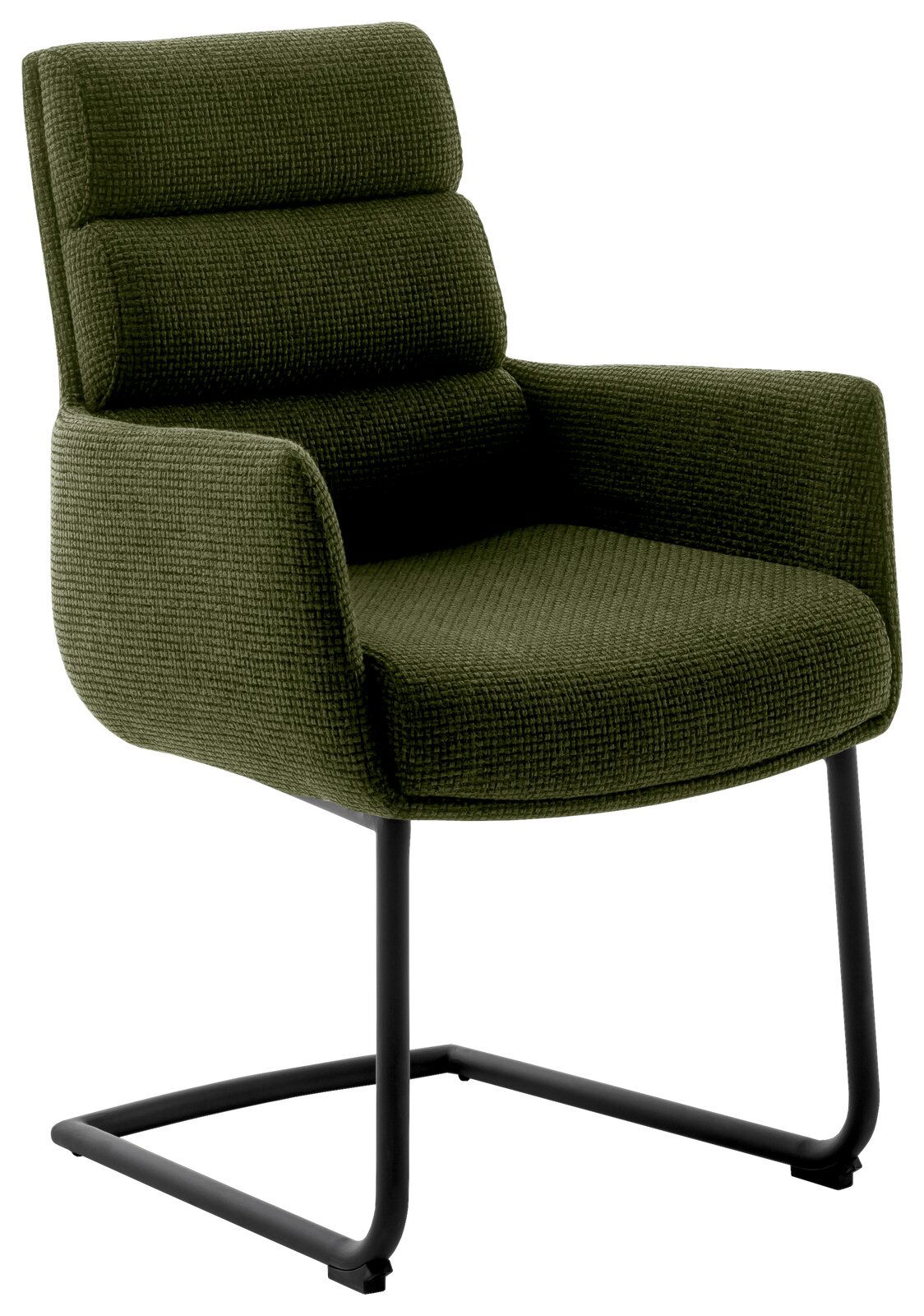 Dieter Knoll Freischwinger-Sessel LEXINGTON Grüner Freischwinger-Sessel mit gepolstertem Sitz und Rückenlehne, seitliche Perspektive