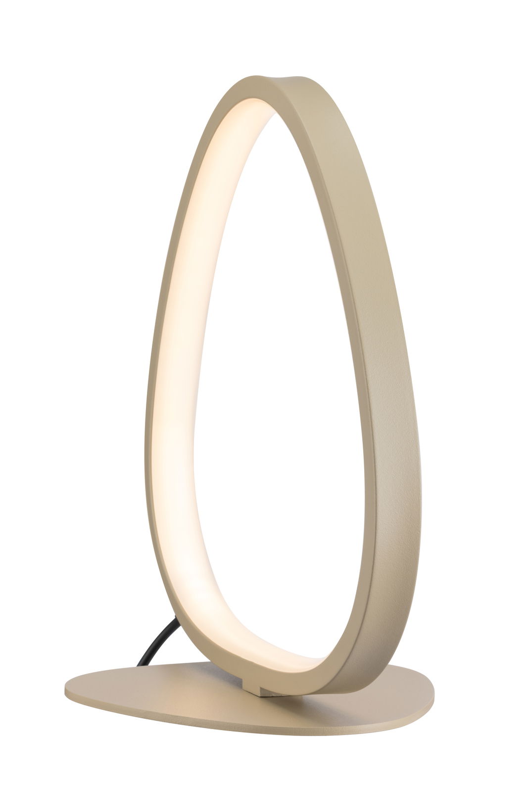 Moderne LED-Tischleuchte in ovaler Form, seitliche Perspektive