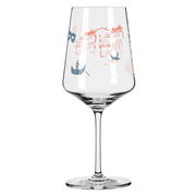 Weinglas mit venezianischem Design, seitliche Perspektive