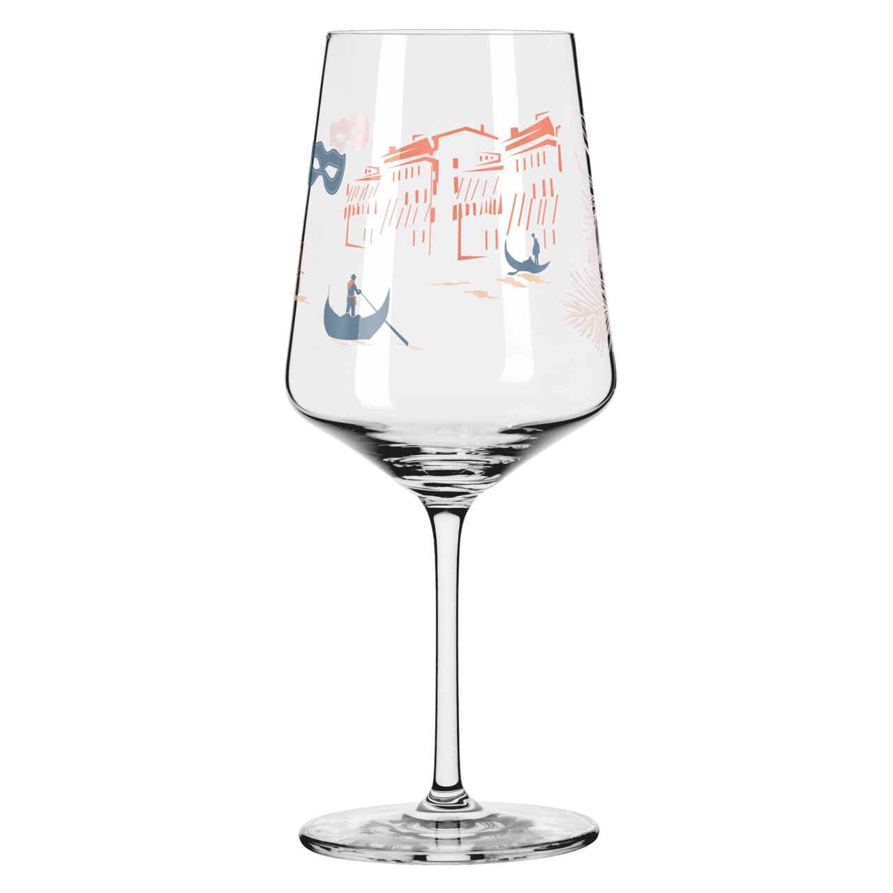 Wijnglas met Venetiaans ontwerp, zijaanzicht