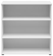 Weißes Regal mit drei Ebenen, frontal betrachtet