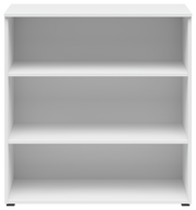 Weißes Regal mit drei Ebenen, frontal betrachtet