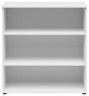 Weißes Regal mit drei Ebenen, frontal betrachtet