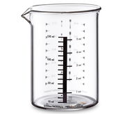 Messbecher aus Glas mit 150 ml Fassungsvermögen, seitliche Ansicht