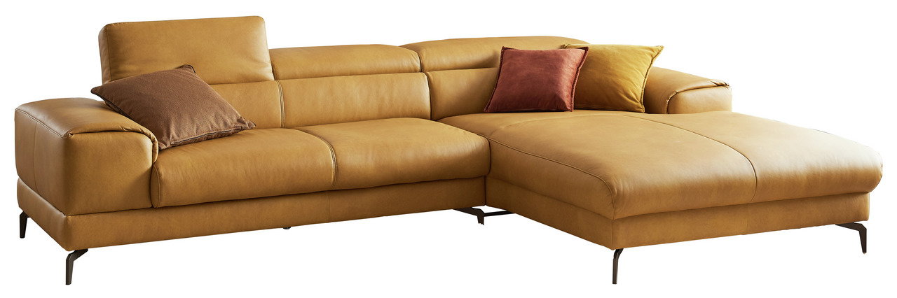 Braune Longchairkombination mit zwei Kissen, seitliche Perspektive