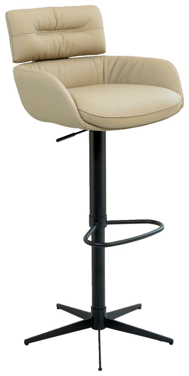 Dieter Knoll Barhocker PABLO Moderner Barhocker mit beigem Polster und schwarzem Metallgestell, seitliche Perspektive