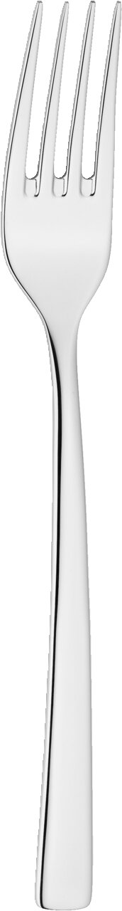 Polierte Gabel aus Edelstahl, frontal abgebildet, Teil des 60-teiligen Bestecksets Loft.