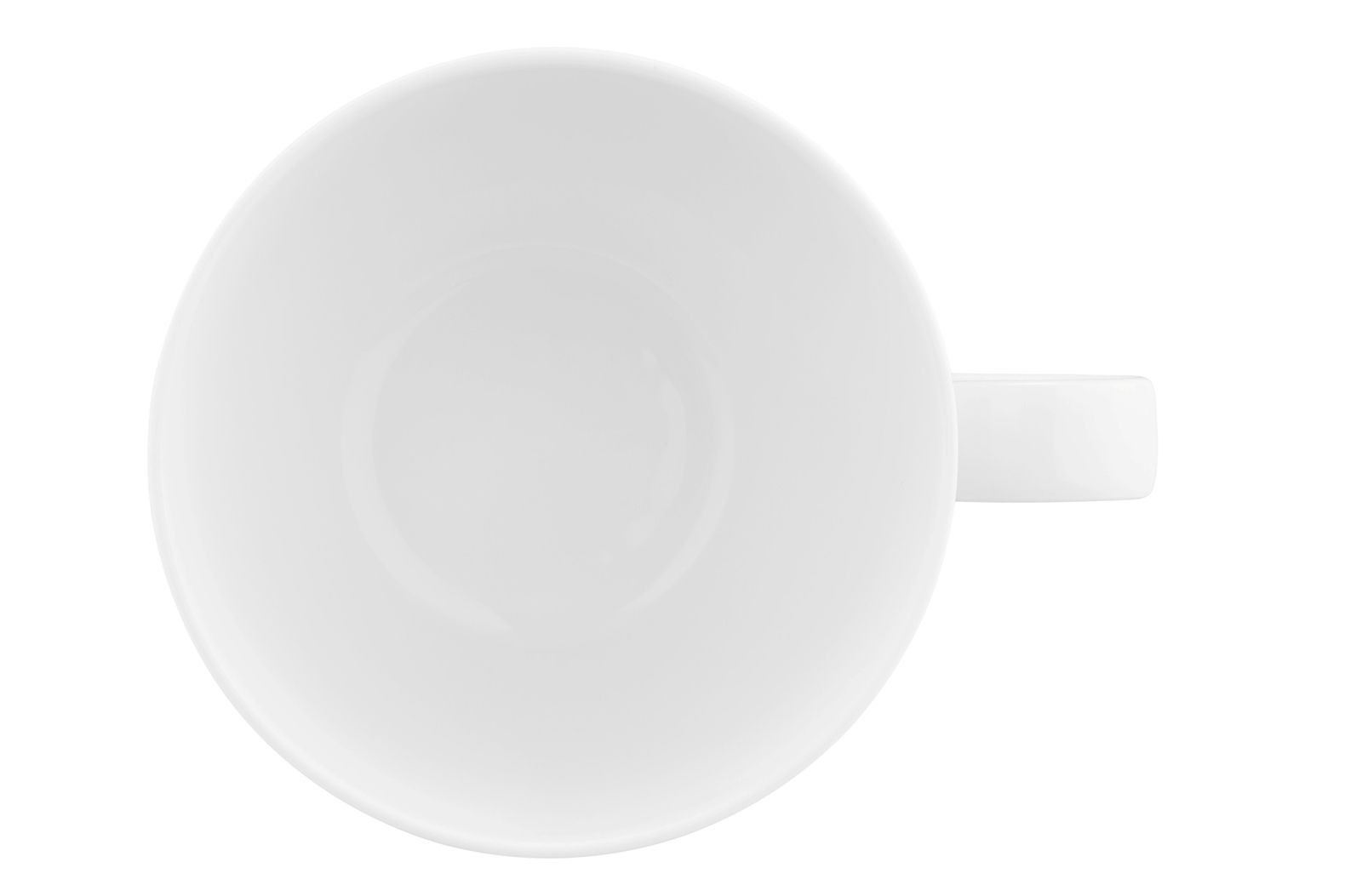 Milchkaffeetasse Life 0,37l aus der Vogelperspektive, weiß, mit Henkel rechts