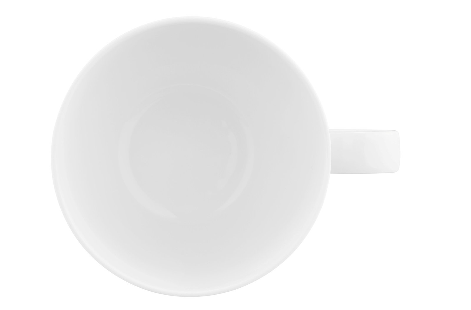 Milchkaffeetasse Life 0,37l aus der Vogelperspektive, weiß, mit Henkel rechts