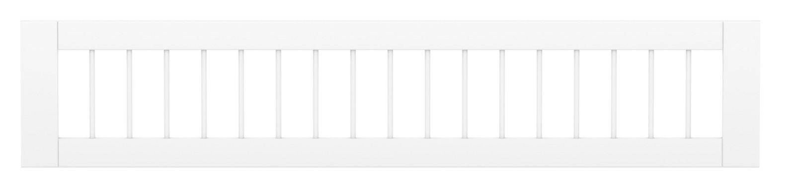 Weiße Absturzsicherung mit vertikalen Streben, Frontalansicht