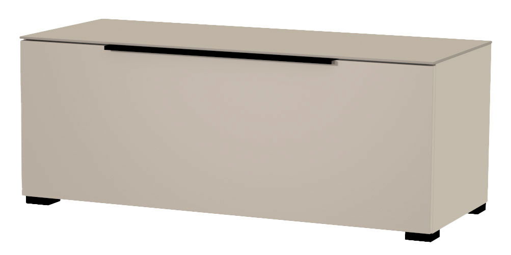 TV-Lowboard in beige aus der Frontalperspektive