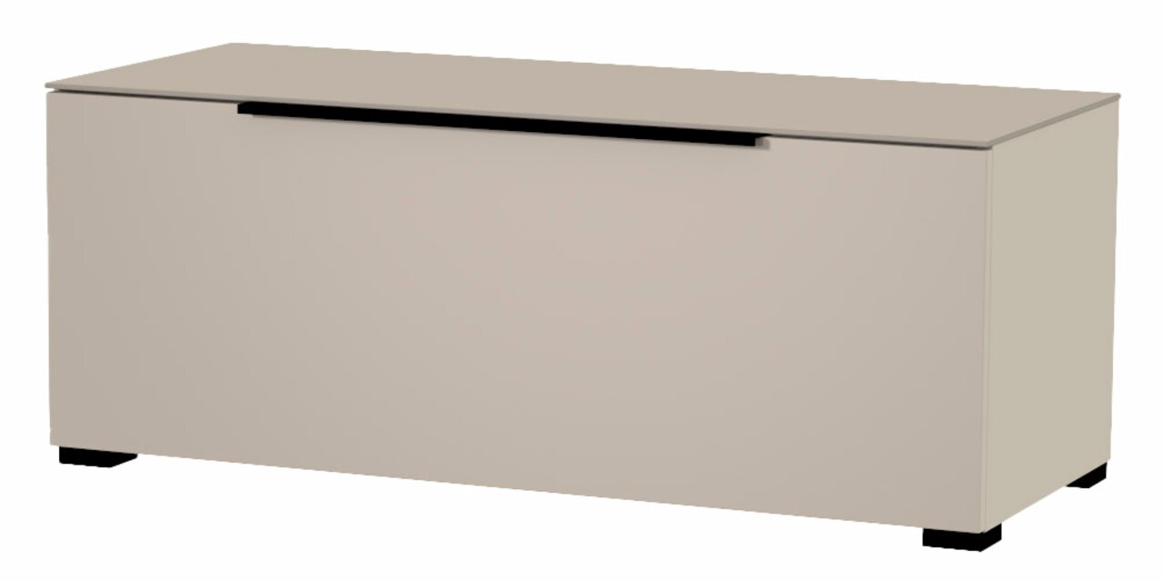 TV-Lowboard in beige aus der Frontalperspektive