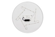 Runde LED-Deckenleuchte von oben mit sichtbaren LED-Streifen und elektrischen Komponenten.