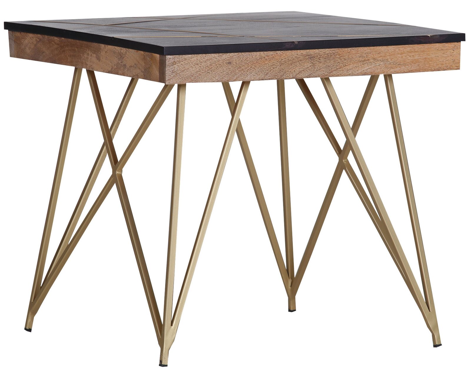 Landscape Beistelltisch LENNON Moderner Beistelltisch mit dunkler Holzplatte und goldfarbenen Metallbeinen, seitliche Perspektive