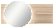 Wandspiegel mit Holzrahmen und integrierter Beleuchtung, frontal betrachtet