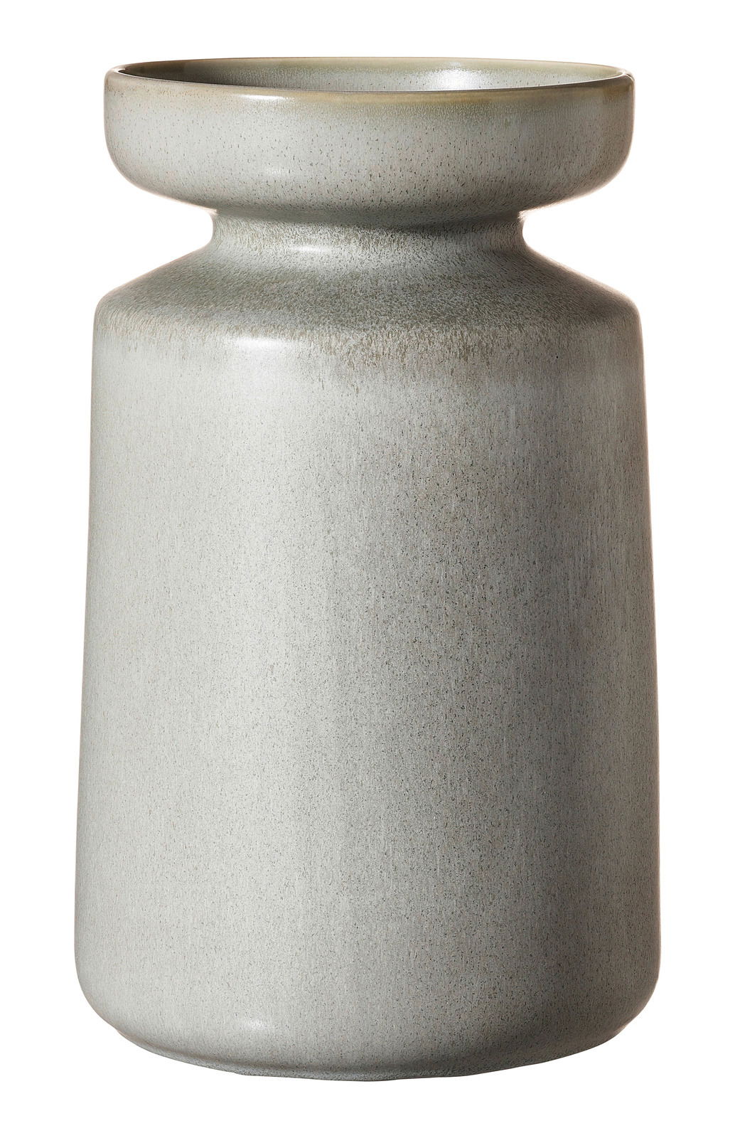 Graue Vase Imperia 35cm, zylindrische Form mit breitem Rand, seitliche Perspektive