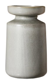 Graue Vase Imperia 35cm, zylindrische Form mit breitem Rand, seitliche Perspektive
