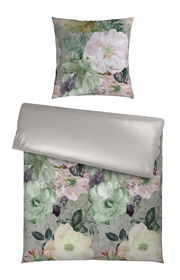 Wendebettwäsche mit floralem Muster in sanften Pastelltönen, Draufsicht