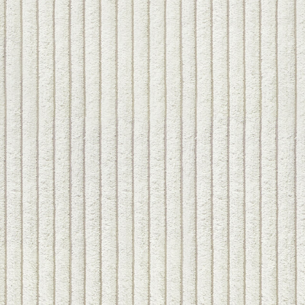 Nahaufnahme eines gestreiften Stoffmusters in Cremefarben, von oben betrachtet.