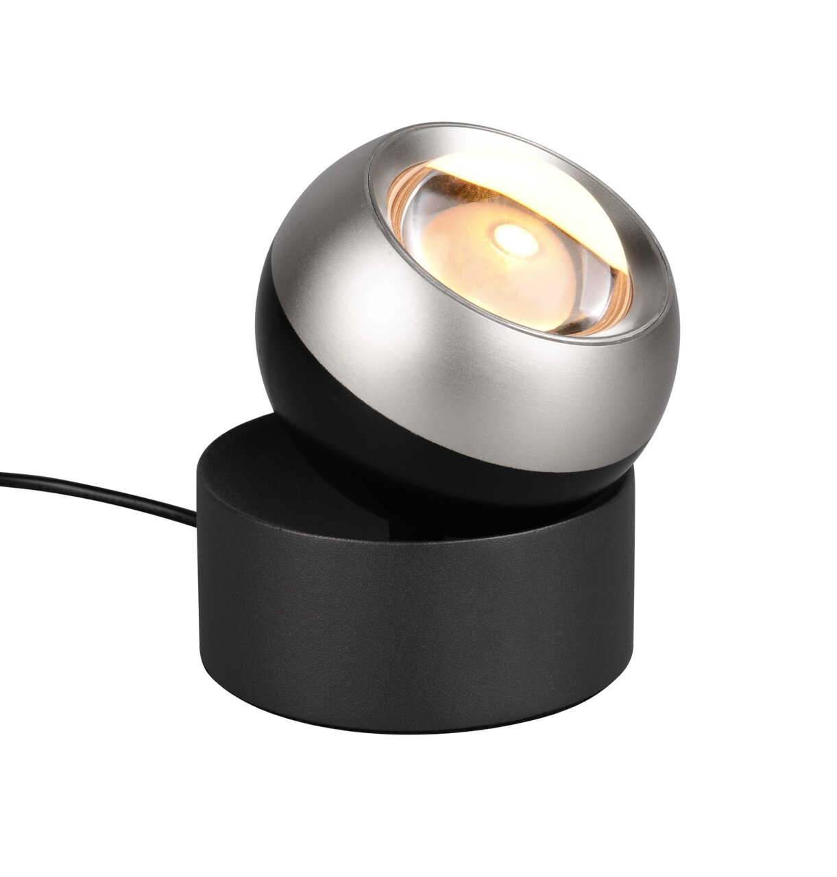 Trio Leuchten Tischleuchte ORBIT Moderne Tischleuchte mit kugelförmigem Leuchtkopf auf zylindrischem Sockel, seitliche Perspektive