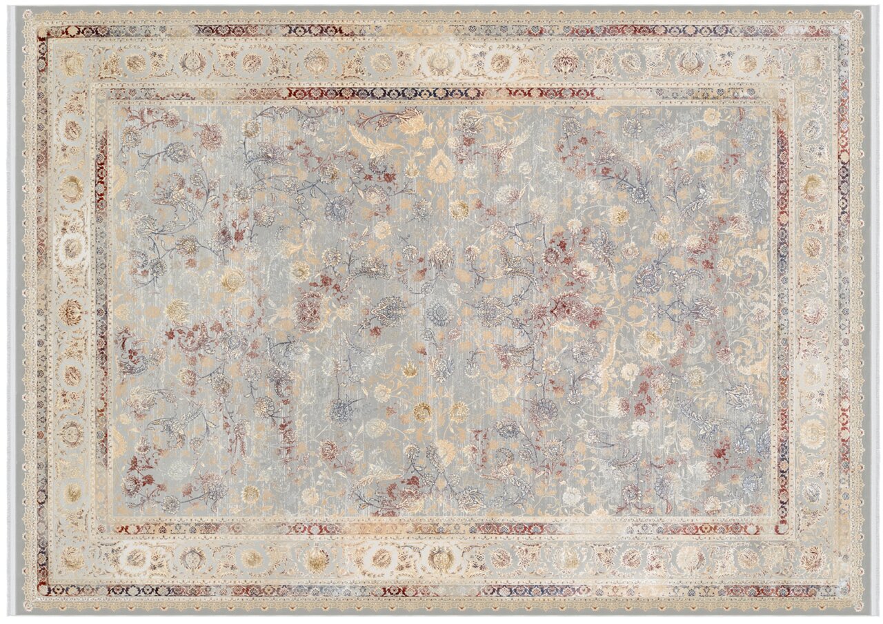 Orientteppich mit floralem Muster in sanften Farben, Draufsicht