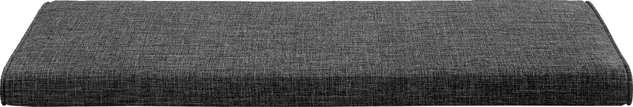 Graues Sitzkissen in rechteckiger Form, seitliche Perspektive